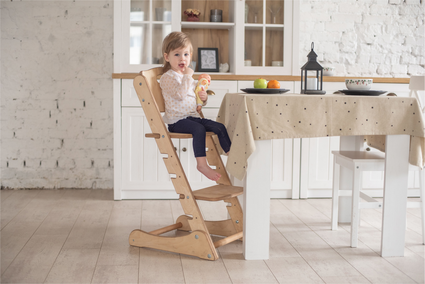 Growing Chair for Kids - Kitchen Helper with Tabletop – Beige