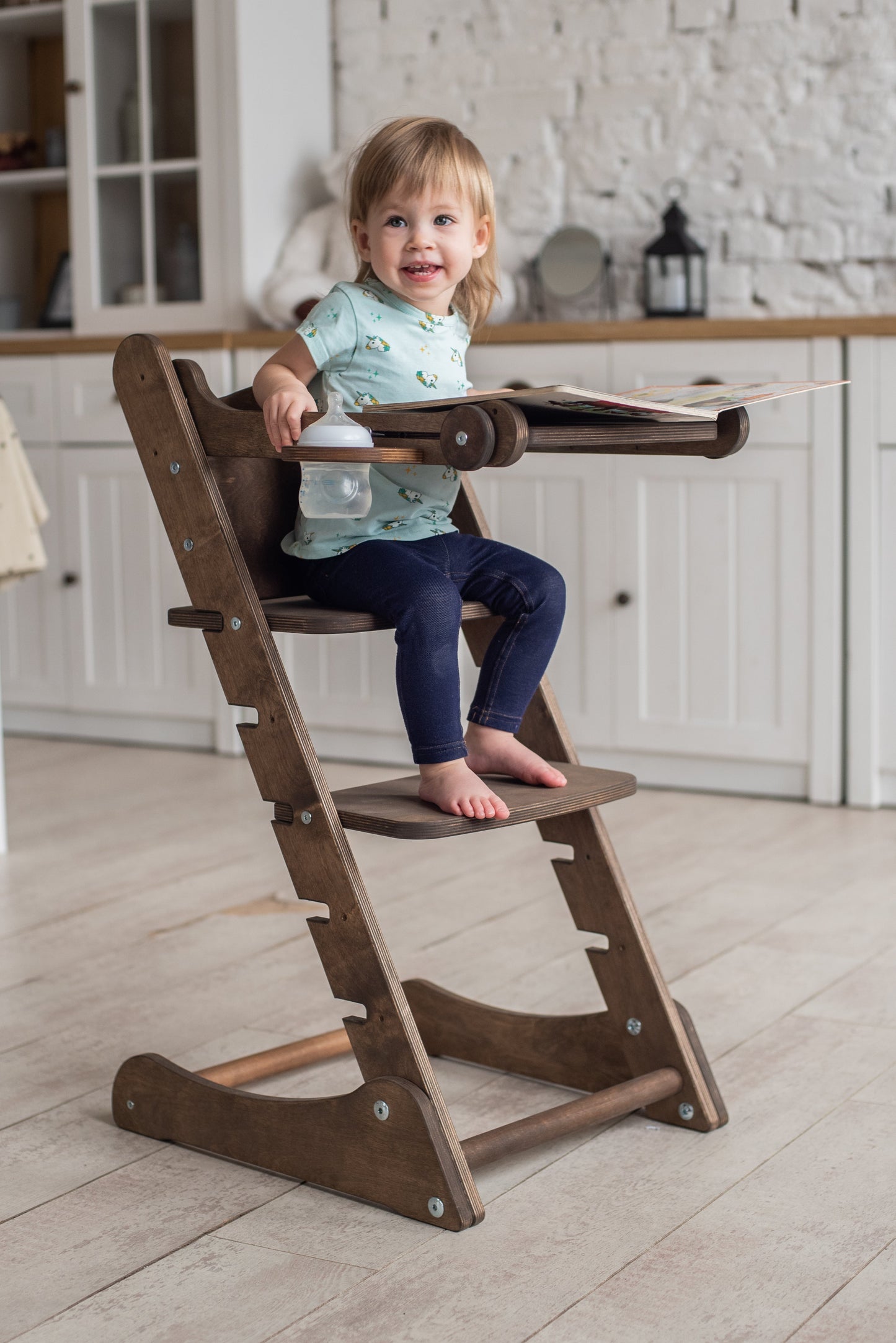 Growing Chair for Kids - Kitchen Helper with Tabletop – Beige
